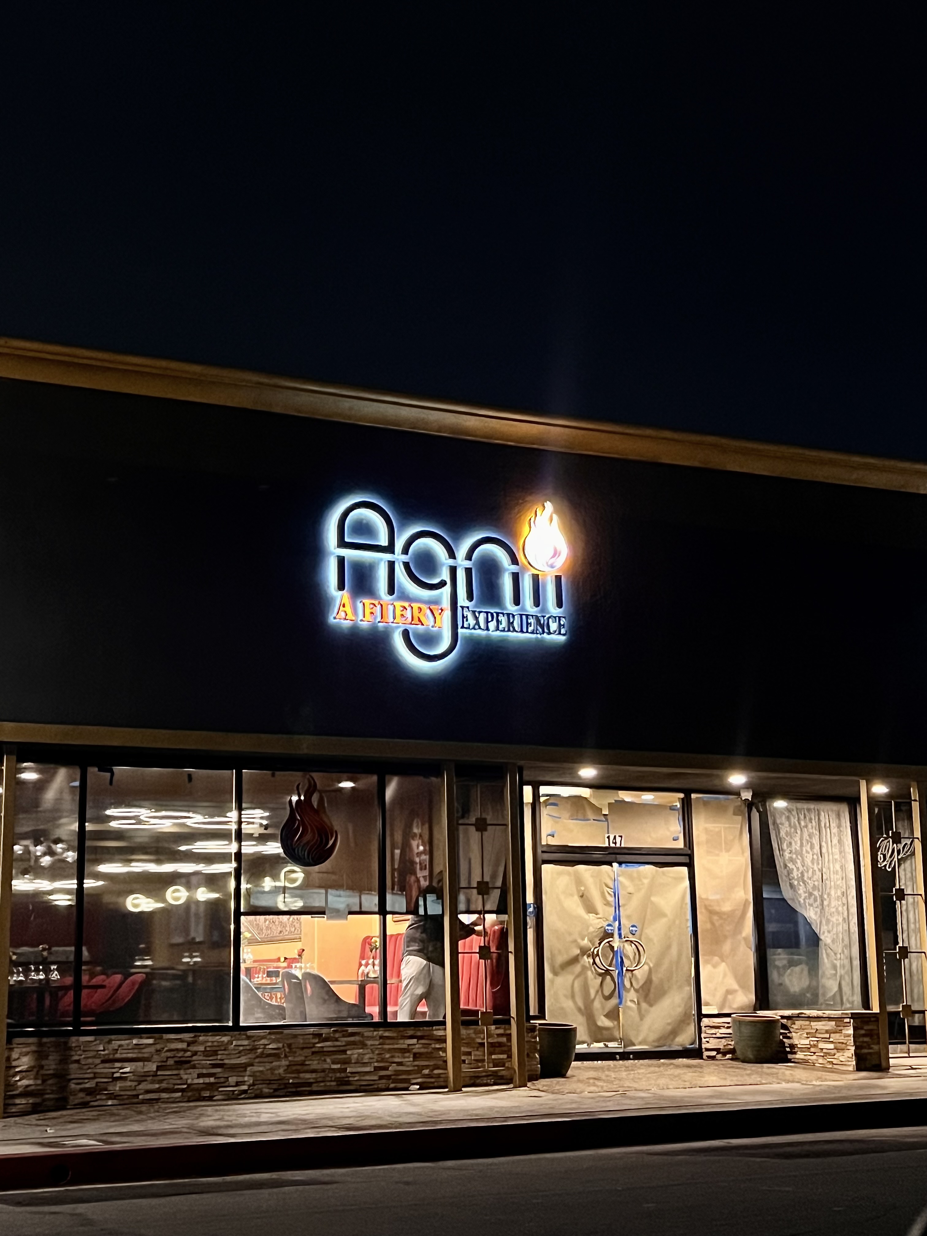 Agni - A Fiery Experience illuminated channel letters