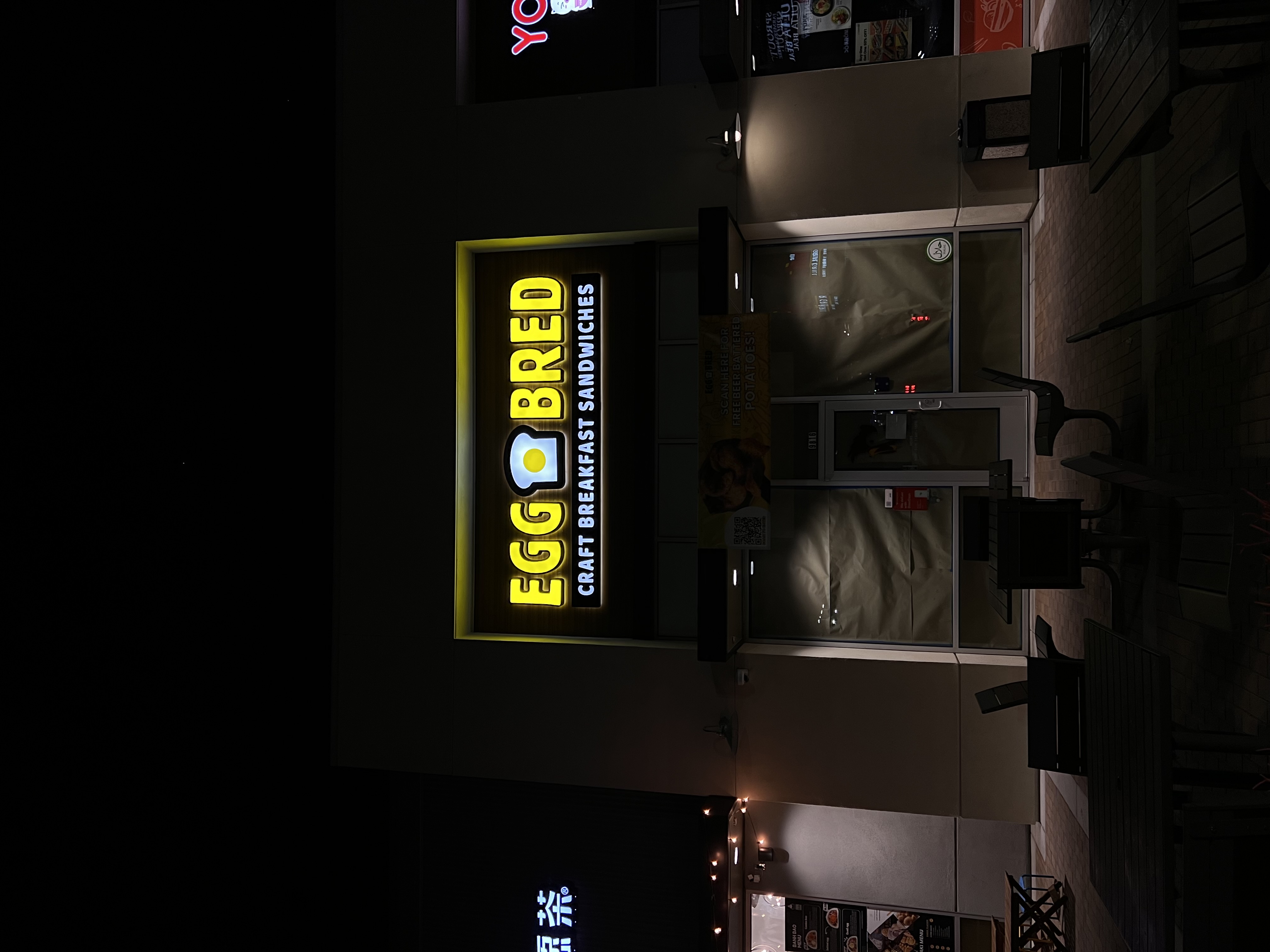 Egg Bred storefront lightbox sign