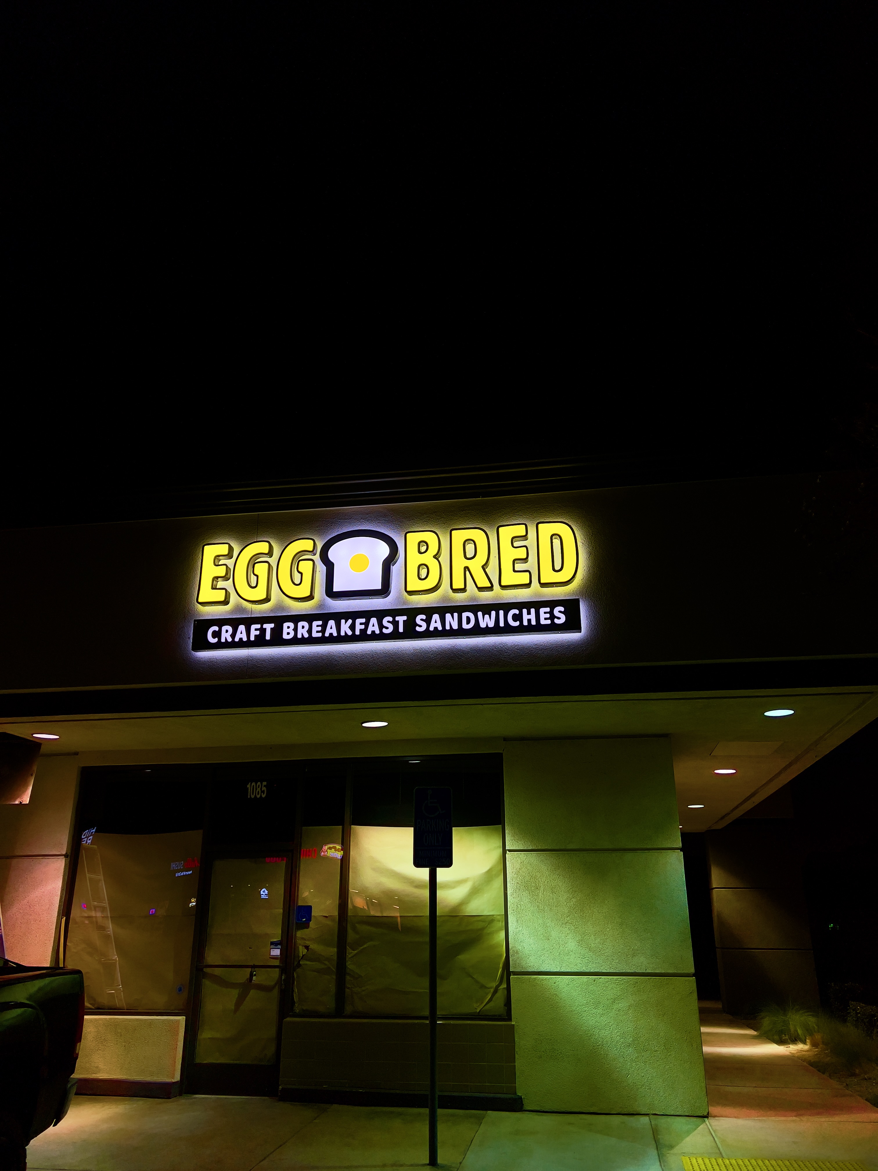 Egg Bred illuminated storefront sign