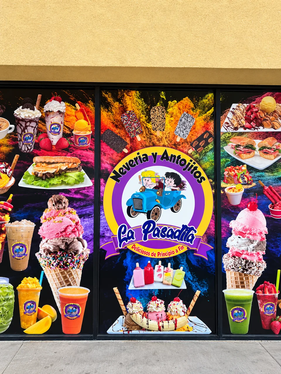 La Pasadita full-color printed storefront window graphics