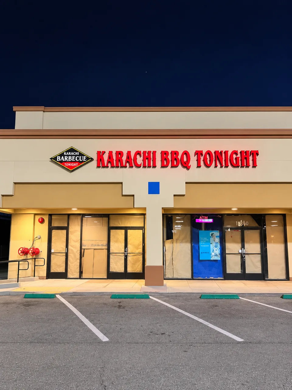 Karachi BBQ Tonight red storefront channel letters