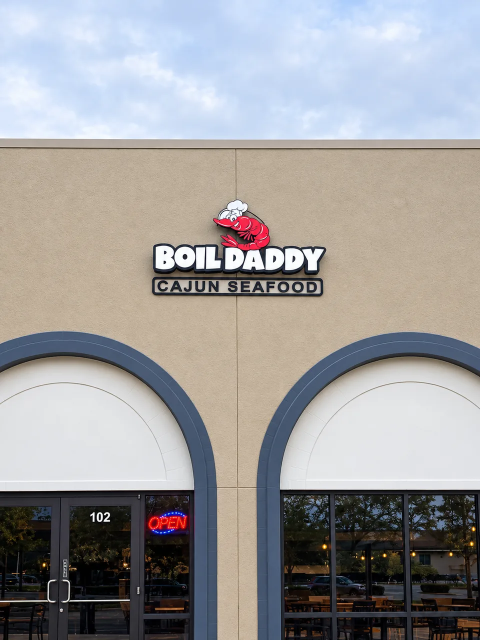 Boil Daddy Cajun Seafood dimensional storefront logo