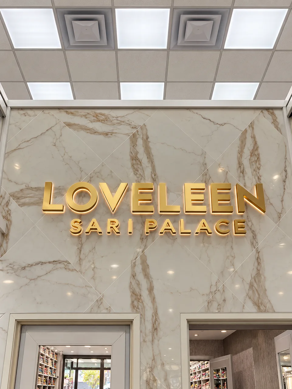 Loveleen Sari Palace gold illuminated dimensional lobby letters