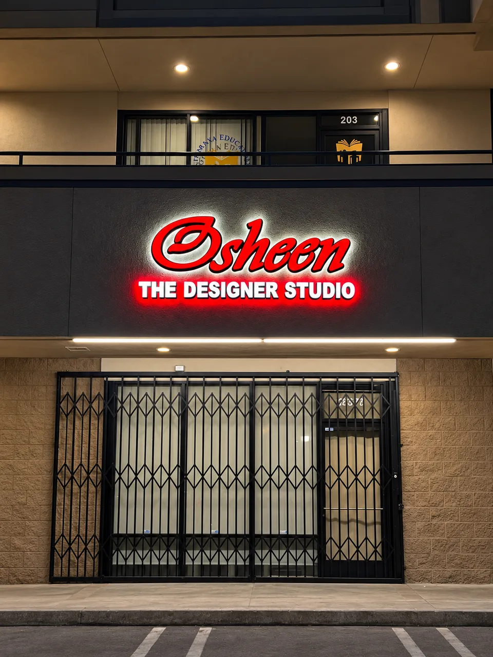 Osheen Designer Studio illuminated script logo