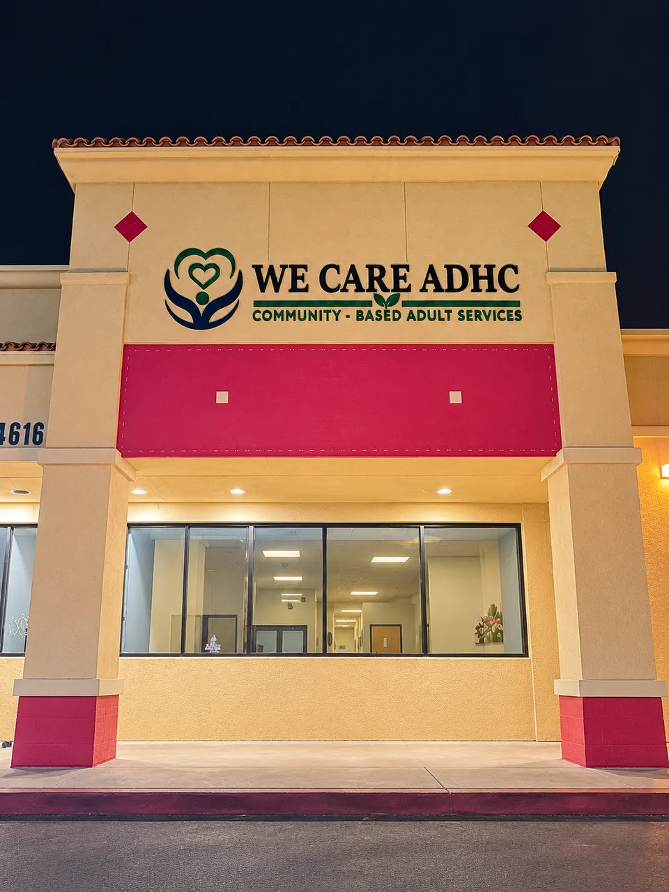 We Care ADHC dimensional building logo and lettering